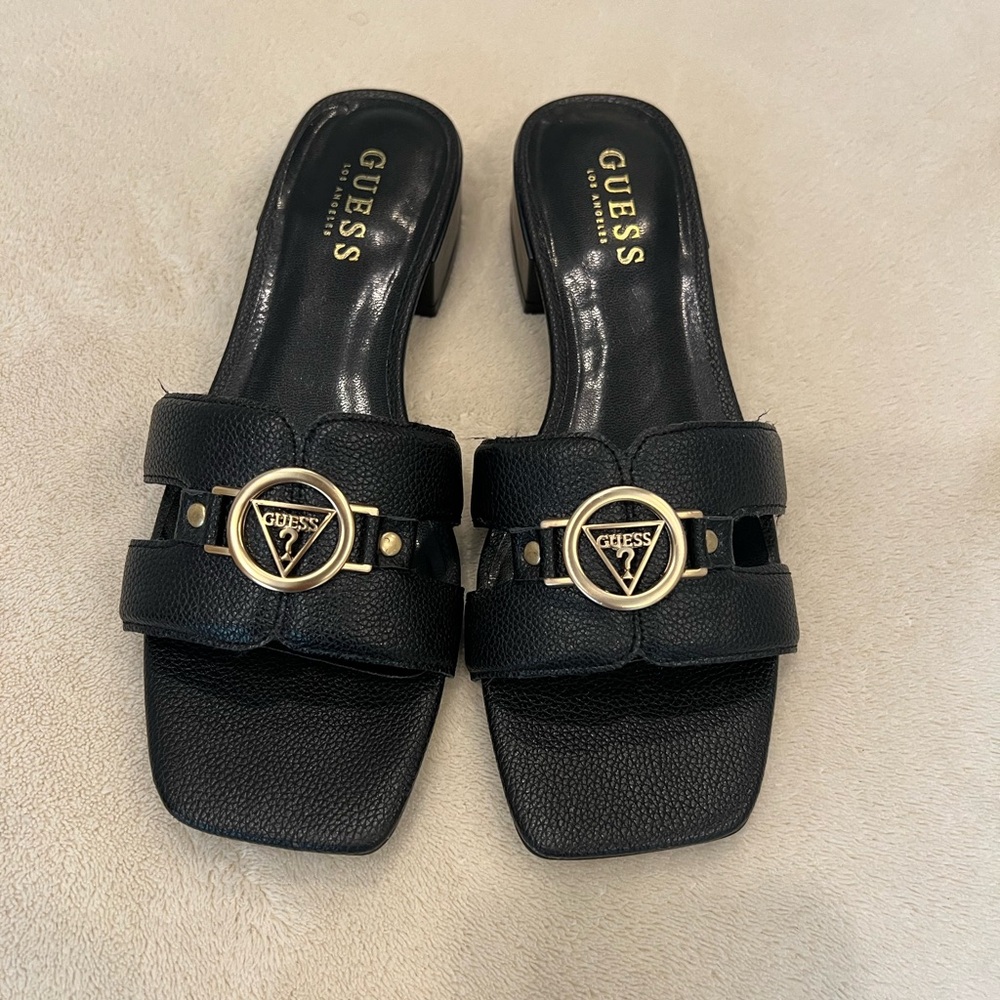 Guess Black and Gold Mules